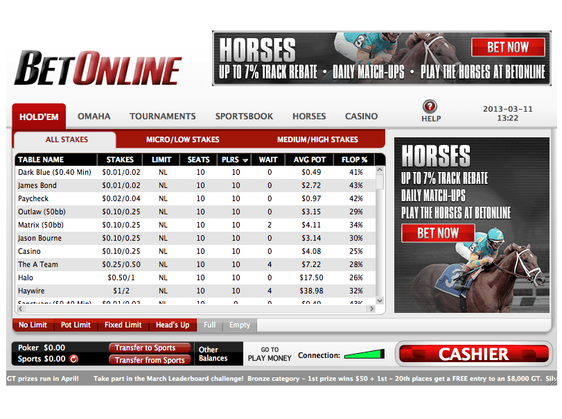 Betonline Games Lobby screenshot